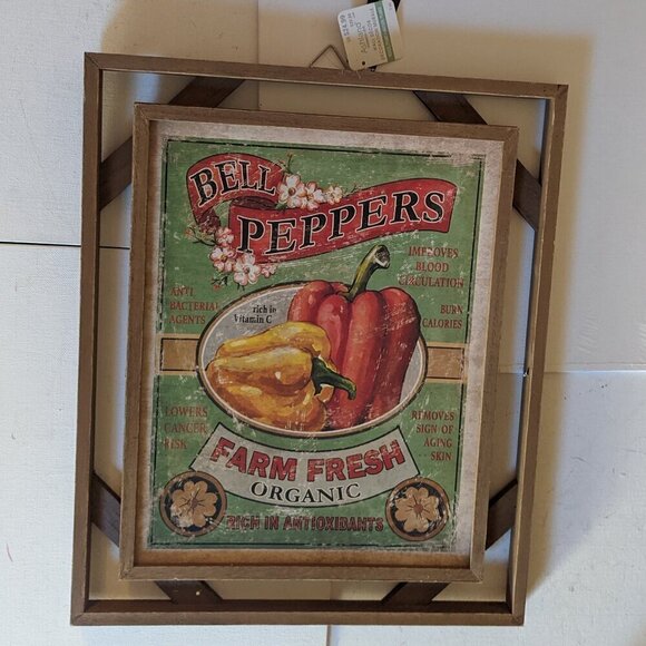 NWT Bell Pepper Farm Fresh Vegetable Print Farmhouse Rustic Wall Decor Michael's - Picture 1 of 7